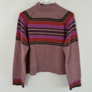 Collaboration 100% Cashmere Striped Cozy Knit Sweater